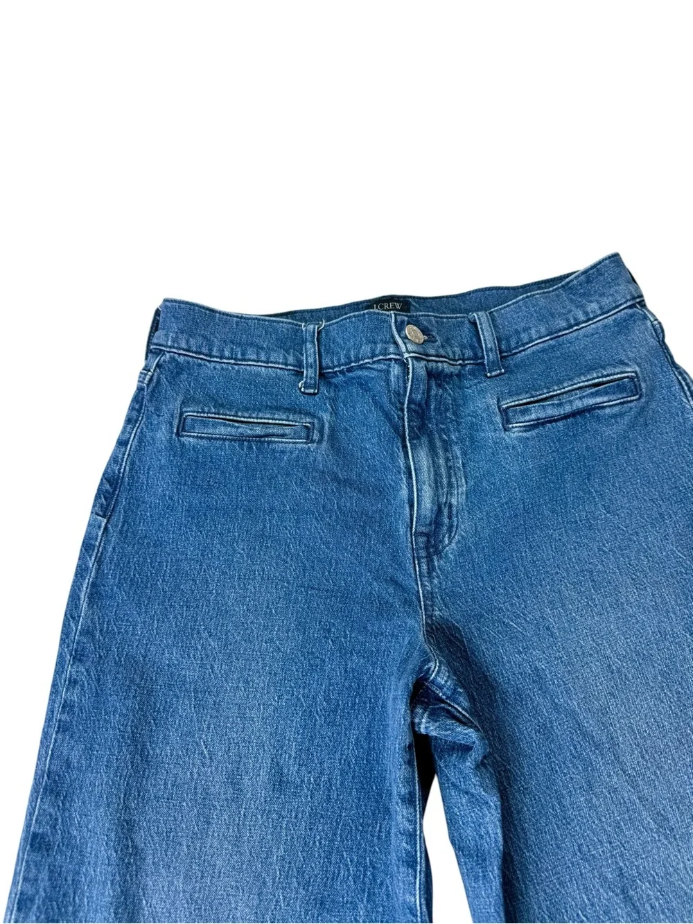 J. Crew Medium Blue High-Rise Wide Leg Jeans Size 27 Stretch Denim